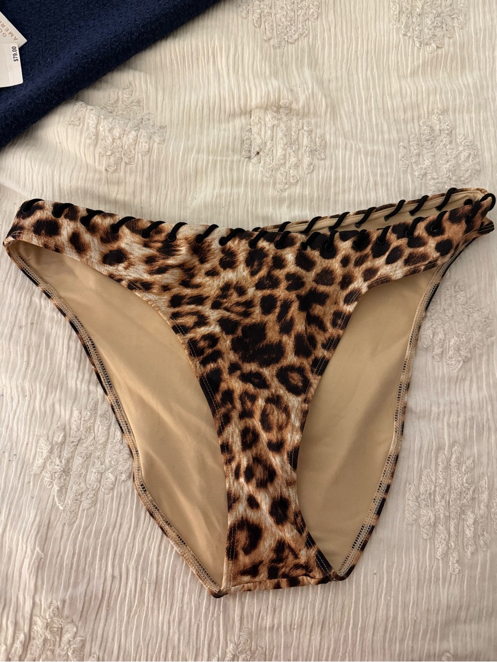 Good American Leopard Print Bikini Bottom in Brown and Tan